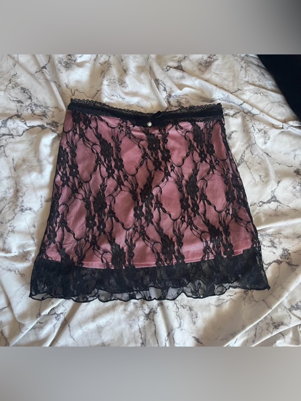 Sugar Thrillz pink lace mini skirt • coquette y2k